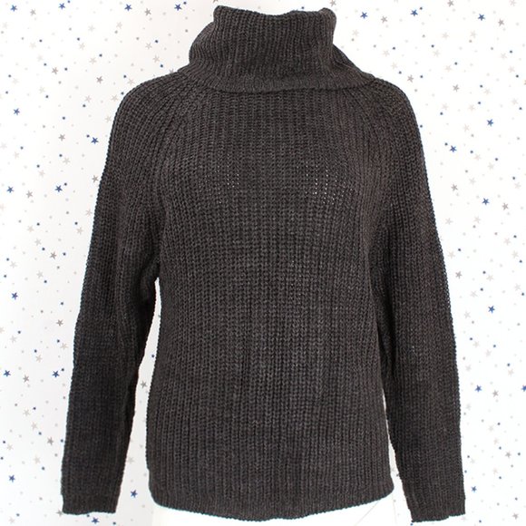 Raglan Long Sleeve Turtle Neck Knit Sweater (Char) - Picture 1 of 7